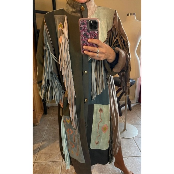 VINTAGE SFR FRINGE SOUTHWESTERN PATCHWORK COAT SMALL - Picture 8 of 9